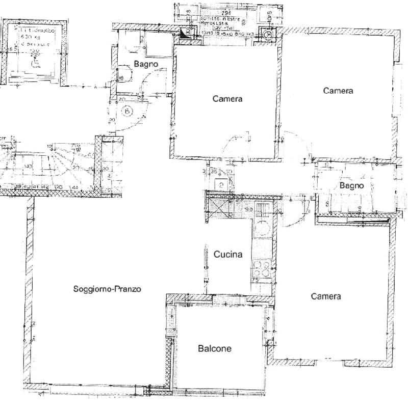 Living room, 2 bedrooms, kitchen, 2 bathrooms, balcony