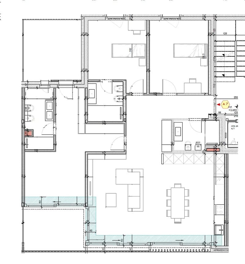 Living room, kitchen, 2 bedrooms, 2 bathrooms, balcony