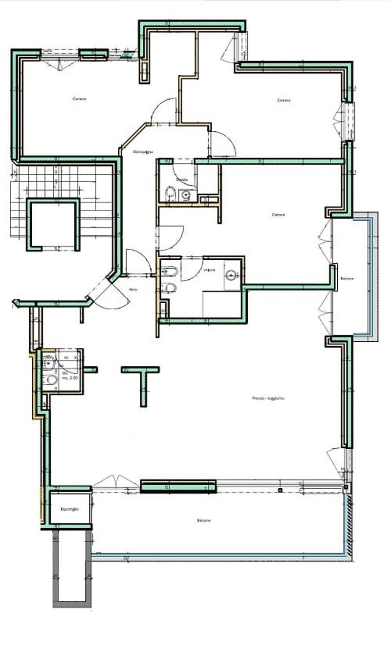 living room, kitchen, 2 bedrooms, 2 bathrooms, balcony