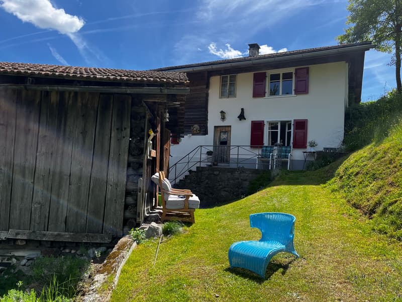 Farmhouse with two outbuildings and mountain panorama in Rabius (2)