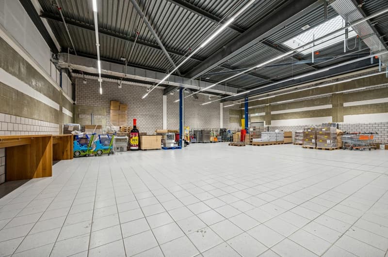 raised ground, high ceiling, tile flooring, industrial environment