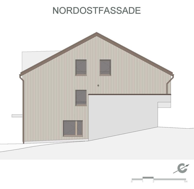 3 story house, garage, 5 windows