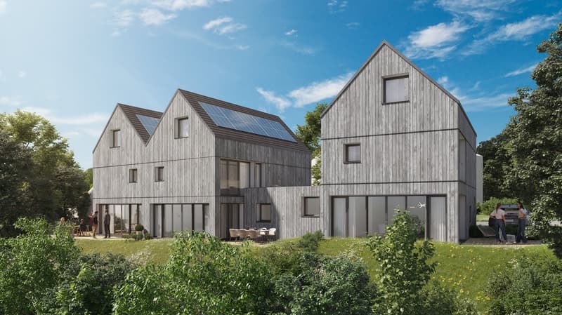 Grande villa Minergie jumelée, vente sur plan, 100% en ossature bois (1)