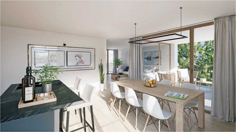 Lot 2/4 - cuisine, salle à manger et loggia - Pervenches 6 (image non contractuelle)