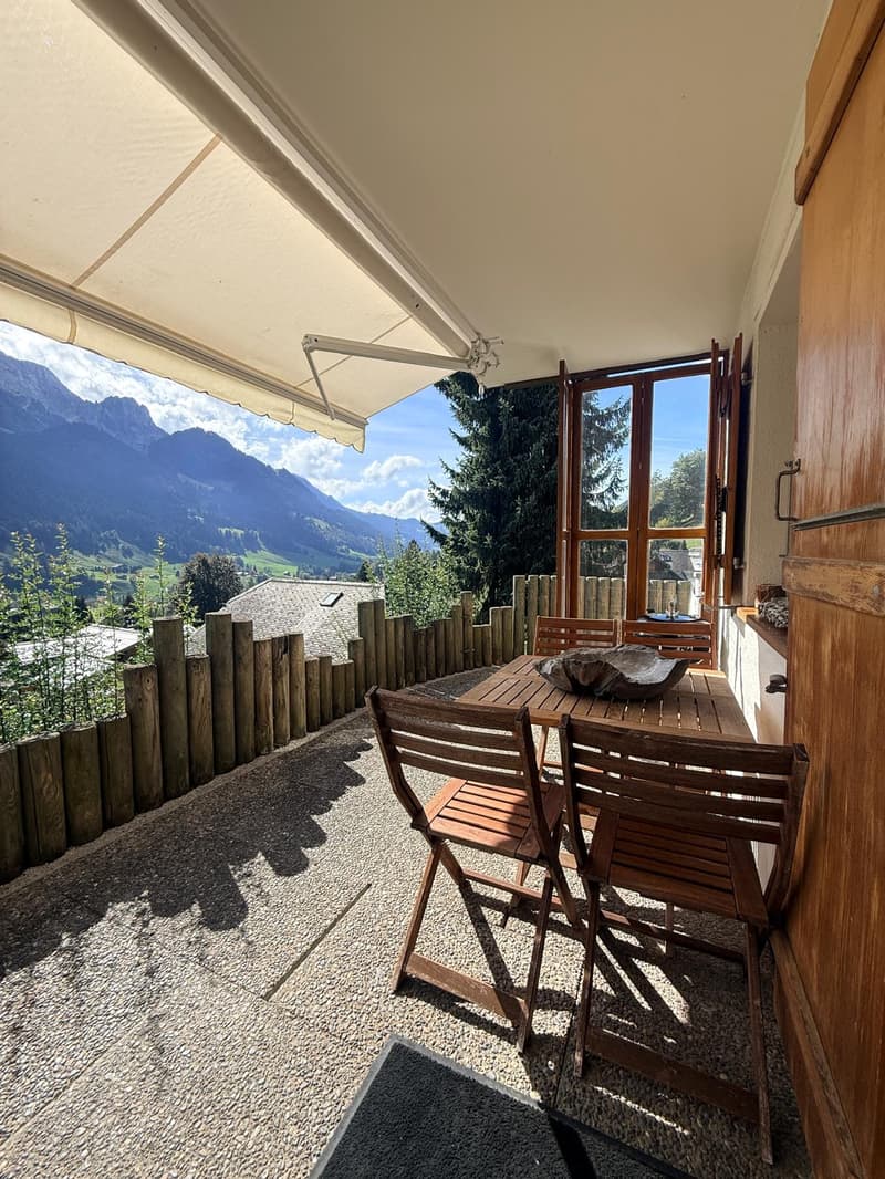 Charmant appartement de 3,5 pièces avec terrasse et vue sur les montagnes et la vallée à Rougemont (15)