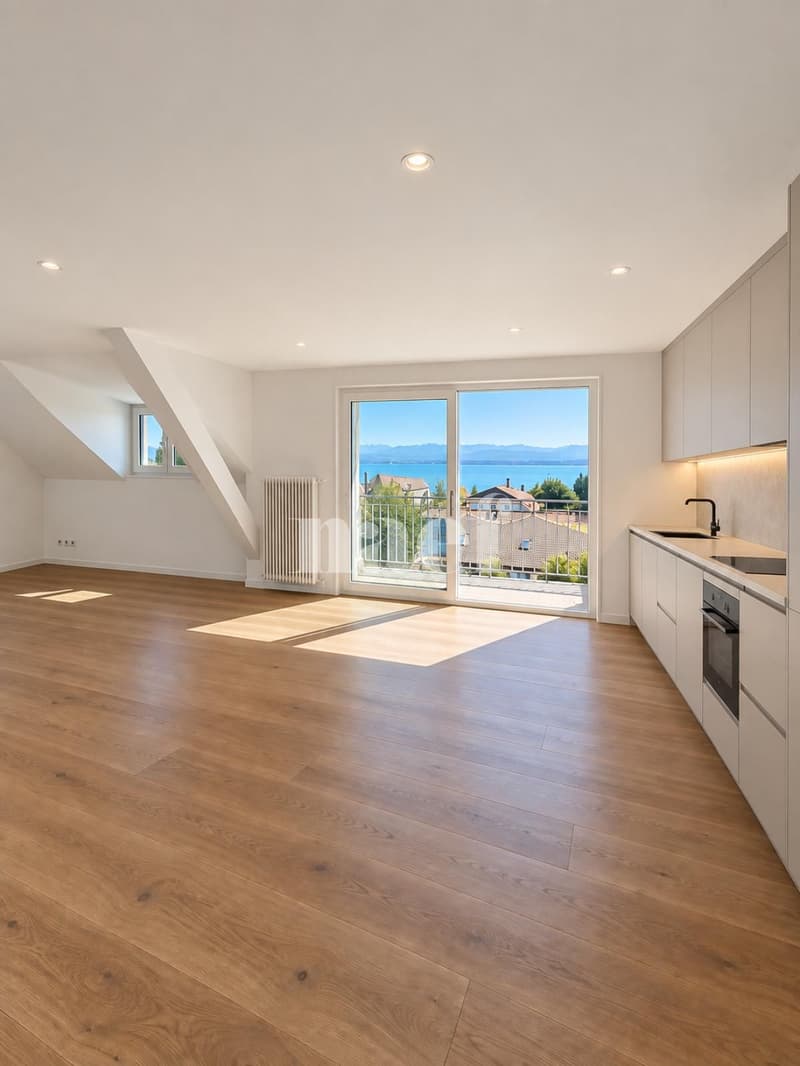 Appartement rénové avec charme, balcon et belle vue sur le lac et les montagnes (1)