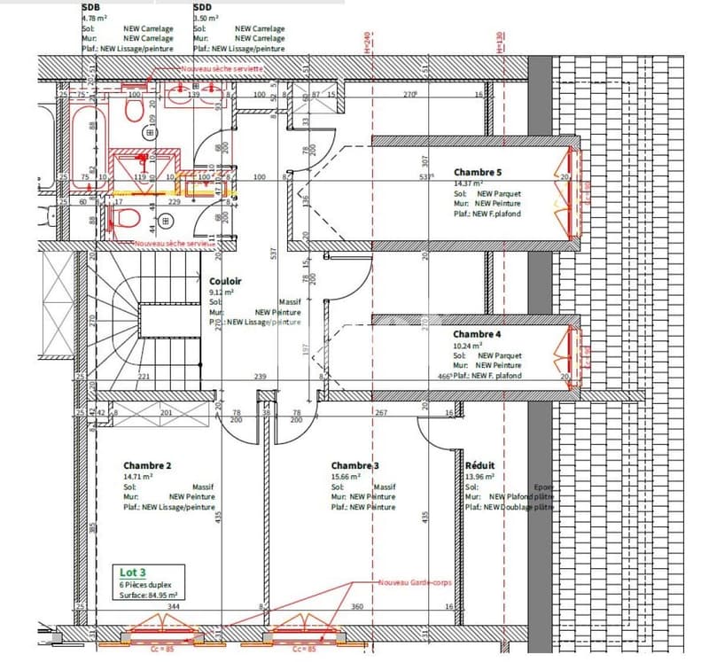 Geräumiges, vollständig renoviertes Doppelhaus mit 6 Zimmern im 1. Stock mit Balkon (7)