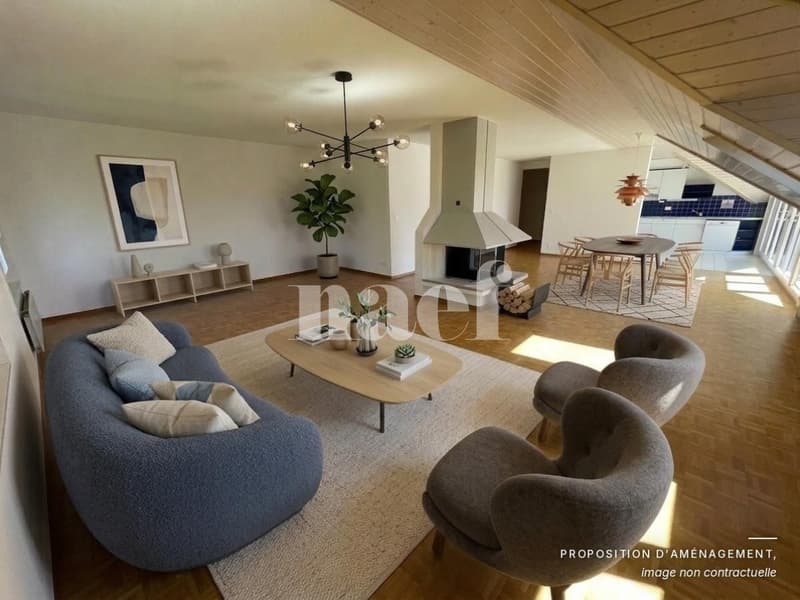 Au centre du village- Bel appartement de 5.5 pièces dans les combles avec cheminée et grand balcon (3)