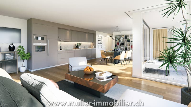 Comfortable 3.5 rooms with unobstructed view, 5 minutes from Romont (2)
