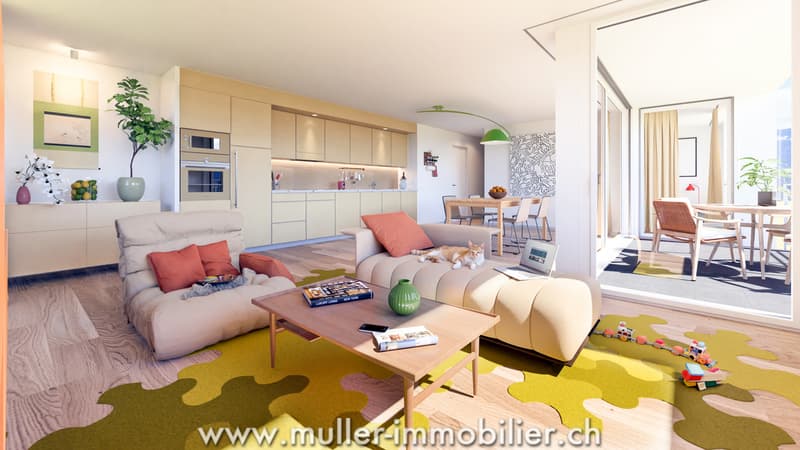 Comfortable 3.5 rooms with unobstructed view, 5 minutes from Romont (4)