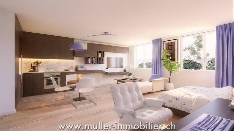 Studio neuf de 38 m² à 5 min de Romont dans le village de Siviriez (1)