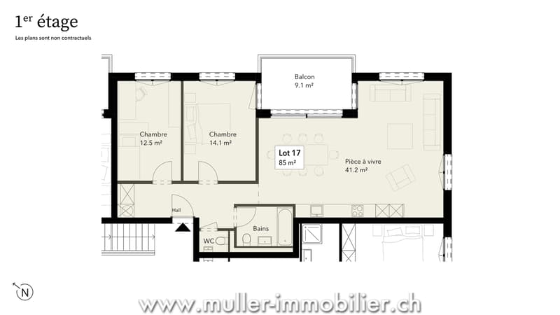 Comfortable 3.5 rooms with unobstructed view, 5 minutes from Romont (10)