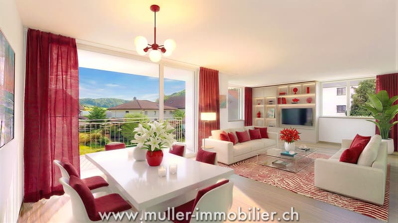 Beautiful 3.5-room apartment with balcony, nature view, 4 minutes from Ursy (2)