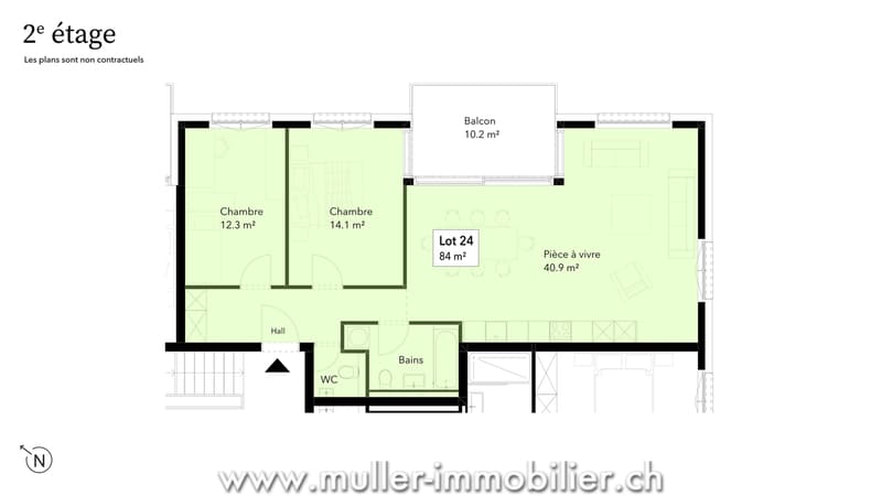 Scopri questo incantevole appartamento di 3,5 locali al 2° piano di un bel palazzo! (7)