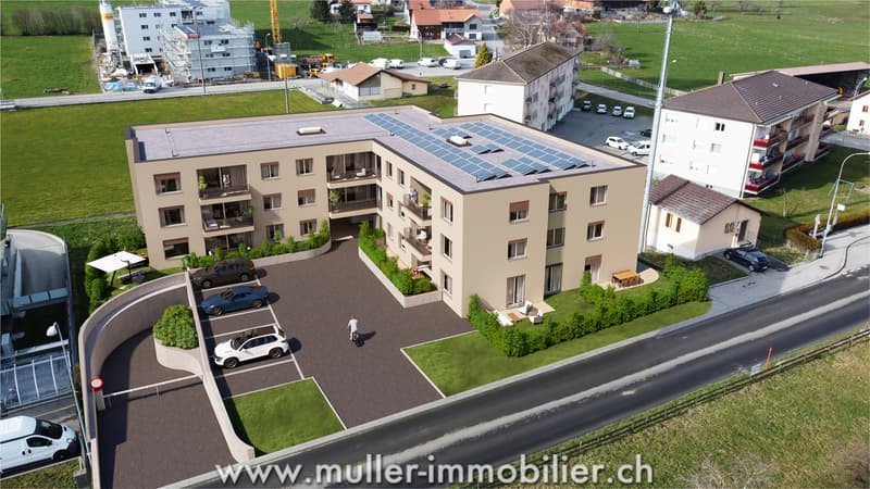 Appartement 2,5 pièces avec balcon et vue dégagée à 5 min de Romont (8)