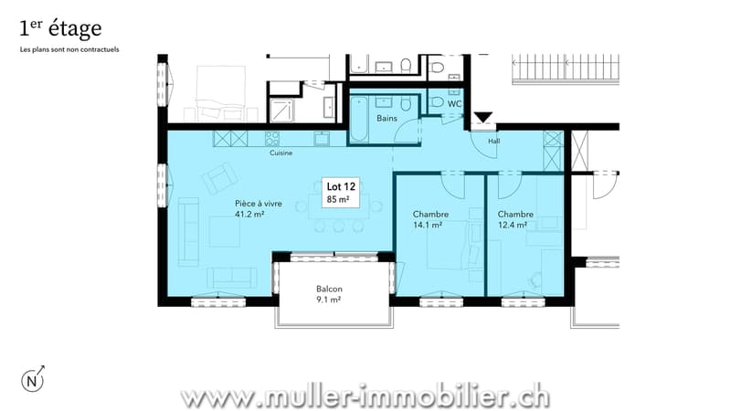 Schönes 3,5-Zimmer-Apartment mit Balkon auf dem Land (5)