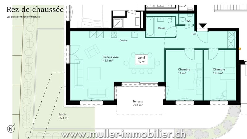 3,5 pièces avec terrasse et jardin, cadre paisible à 4 min d'Ursy (4)
