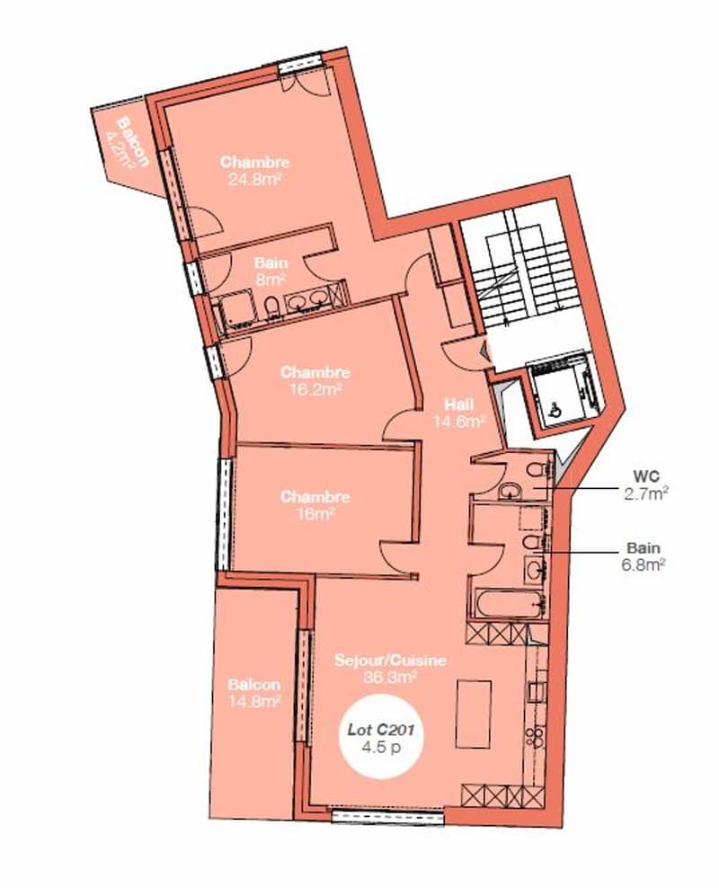 Bell'appartamento nuovo, grande superficie, vista lago e balcone generoso (6)