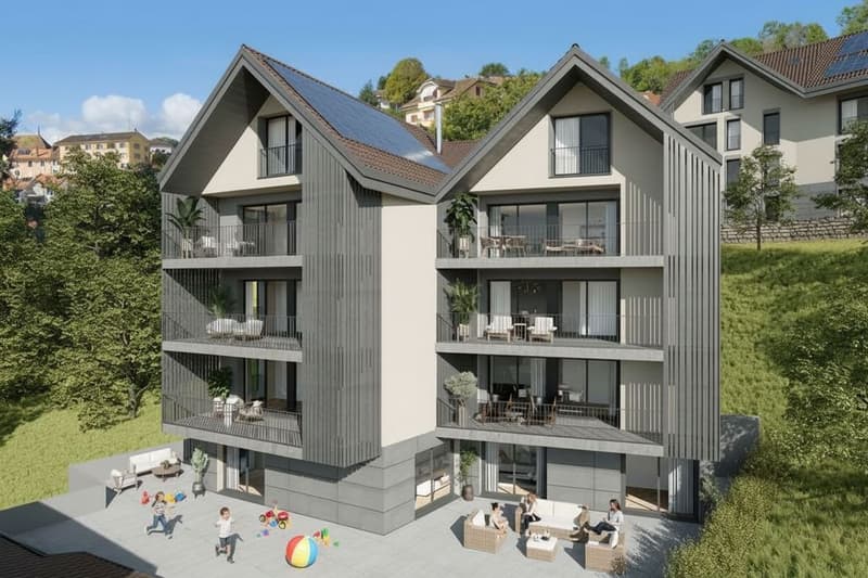 Attico in duplex di eccezione nuovo 5,5 locali con ampio balcone e vista spettacolare sul Lago di Ginevra (6)