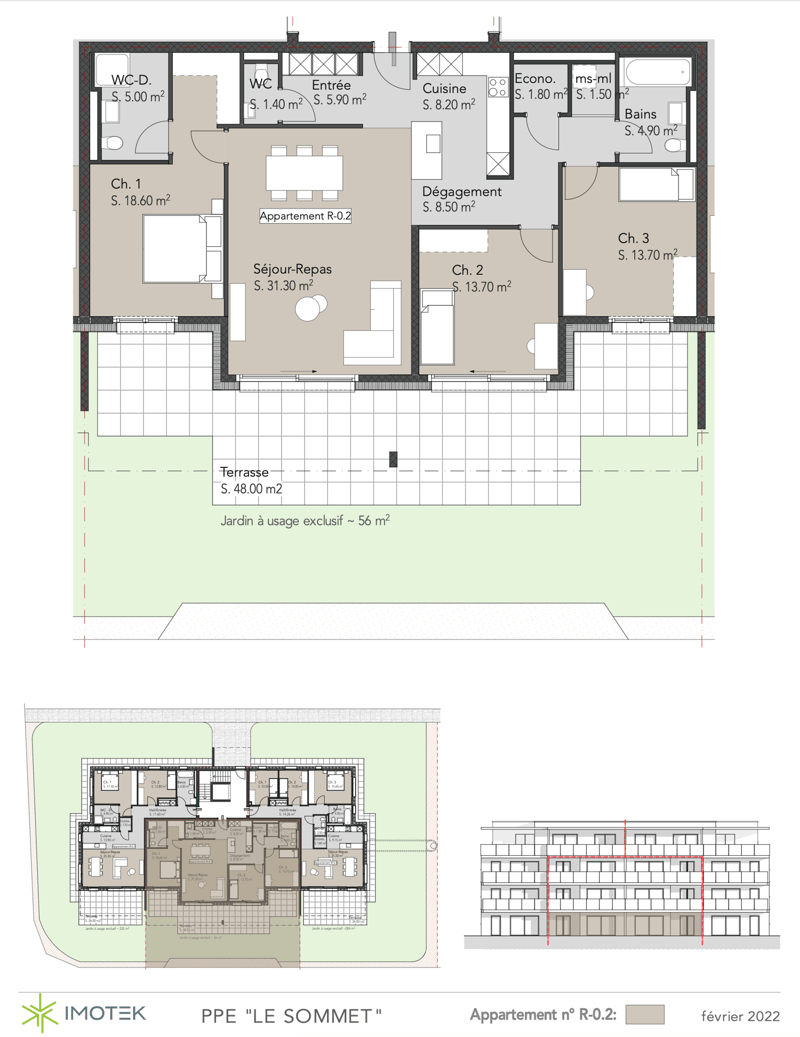 Dernier lot, Appartement de 2.5 pcs, 160 m2 util. avec jardin de 56m2 (10)