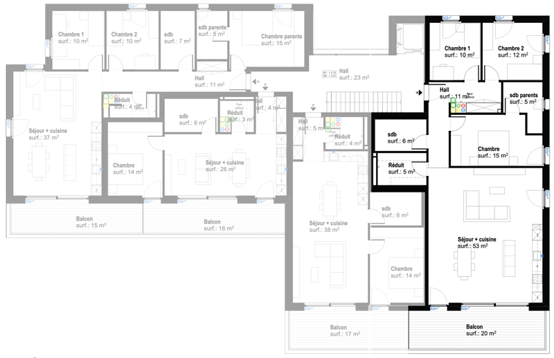 Attique, Appartement de 4.5 pièces avec deux places inclus – Lot 16 (5)