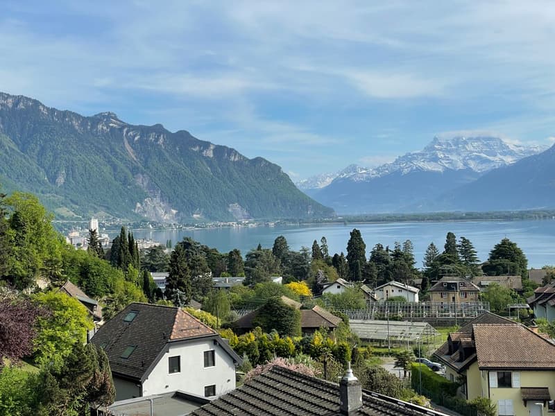 CHARMANT APPARTEMENT DE 3,5 PIECES LOUE AVEC UNE VUE PANORAMIQUE IMPRENABLE SUR LE LAC ET LES ALPES (2)