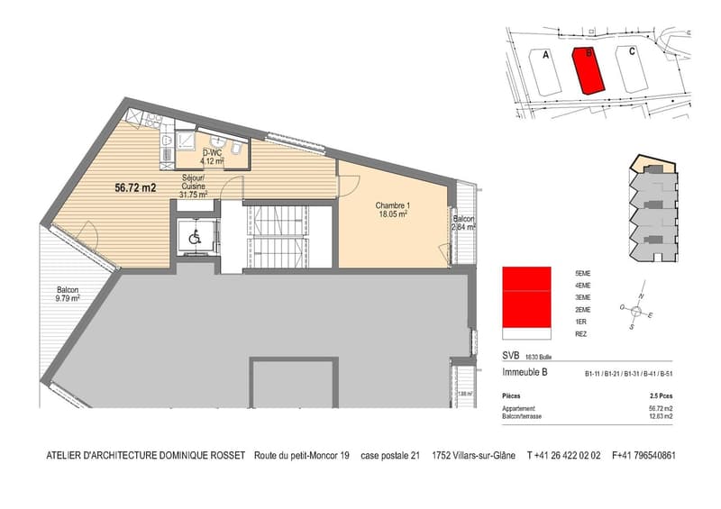 Lumineux 2.5 pièce de 56 m2 (5)