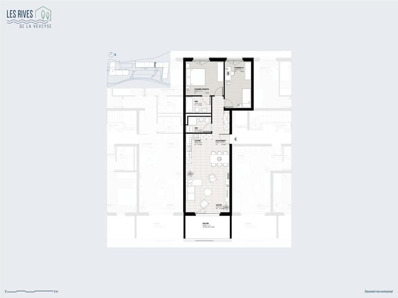 3.5 pièces traversant de 90 m² avec balcon - Châtel-Saint-Denis (2)