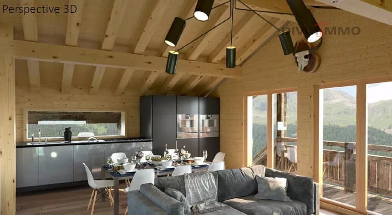Luxury chalet with 5.5 rooms on plan, panoramic view. (1)