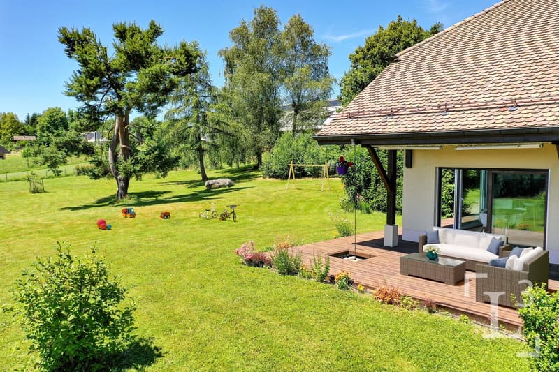 Terrasse Sud avec vue sur les Alpes / South-facing terrace with views of the Alps