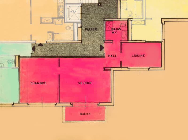 Plan appartement (rose)