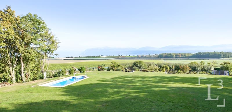 Vue panoramique sur le lac et les Alpes / Panoramic view of the lake and the Alps