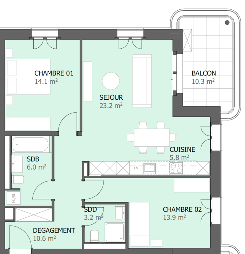 Prairie 5 - Appartement 3.5 pièces au 3ème étage (10)