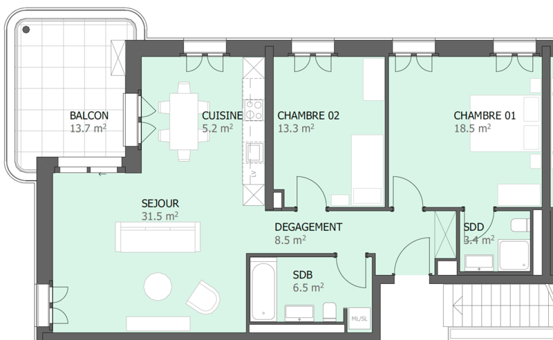 Prairie 5 - Appartement 3.5 pièces au 4ème étage (9)