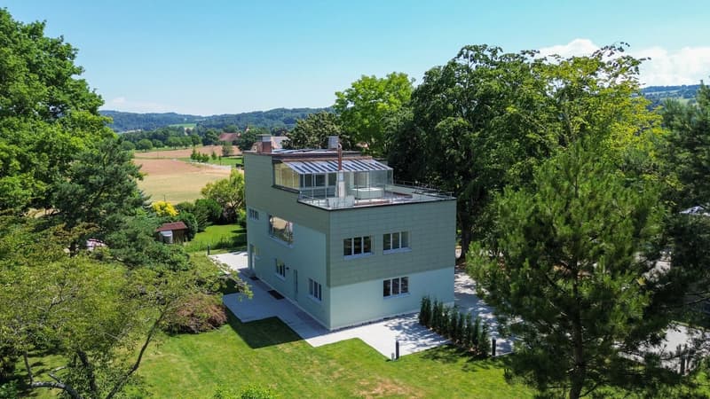 Duplex 6,5 pcs avec splendide jardin et terrasses dans Villa d'architecte intégralement rénovée, à 300 m. de la gare du LEB à Bercher (2)