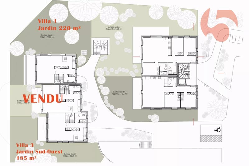Adjacent villas 6.5 rooms including parking 1 km from LEB train station (11)