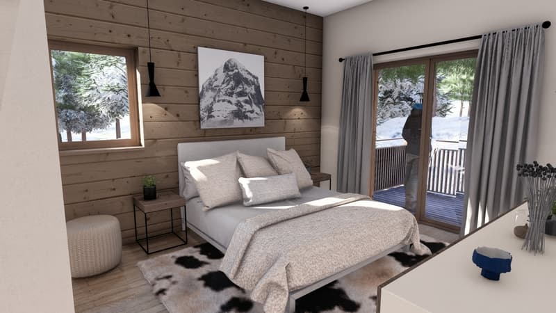 Halb-Chalet mit 3 Zimmern, Terrasse und Garten (13)