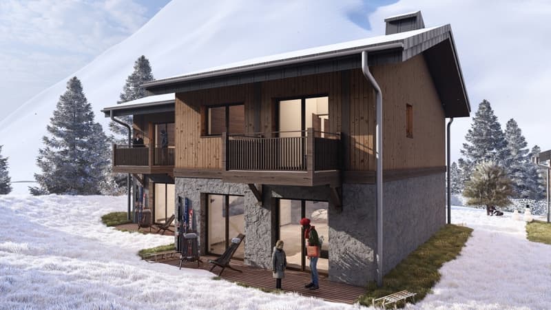 Halb-Chalet mit 3 Zimmern, Terrasse und Garten (8)
