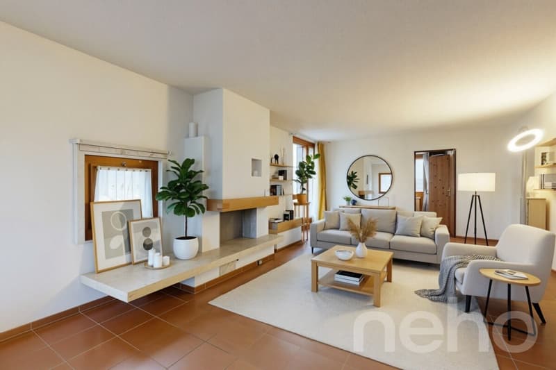 Appartamento luminoso 4.5 locali con camino, balcone, e vista sul verde. Vicino a Thun. (3)
