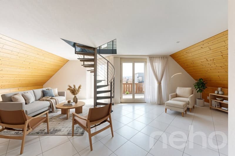 Appartement mansardé charmant avec galerie et vue imprenable sur le paysage (12)