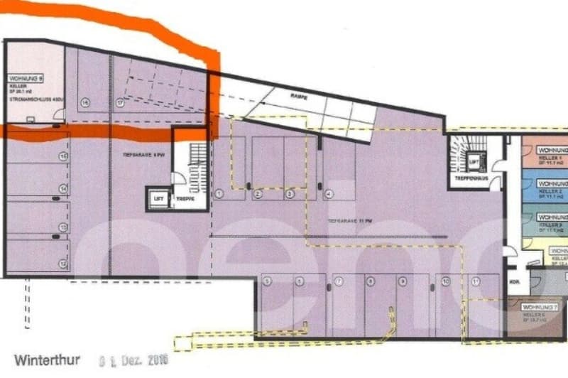 Werkstatt und Einstellplätze in der Tiefgarage