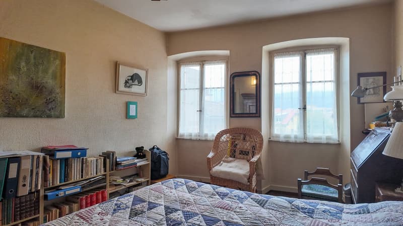 Bed, chair, bookshelf, books, lamp, desk, mirror, picture, window
