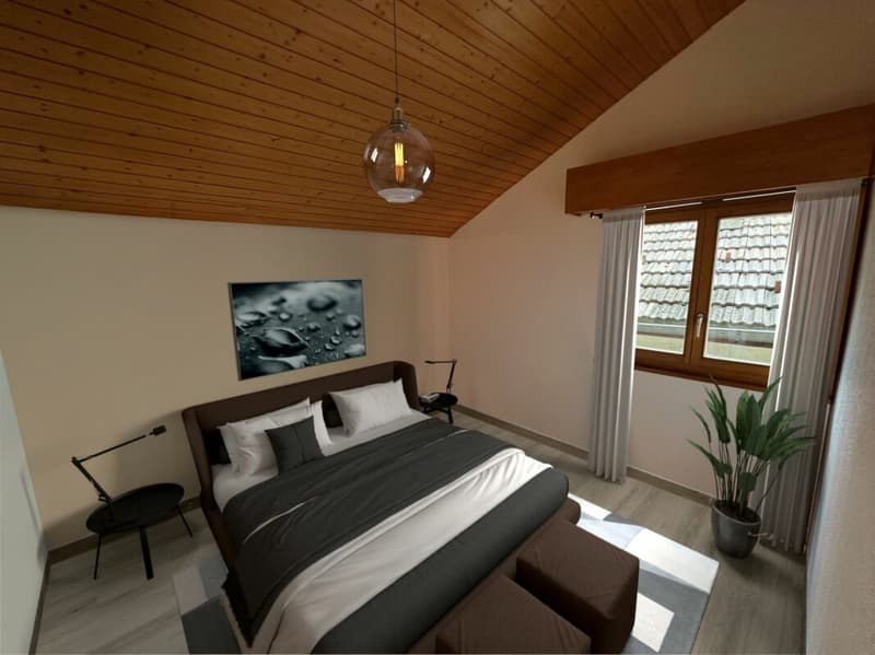 Chambre à coucher mansardée