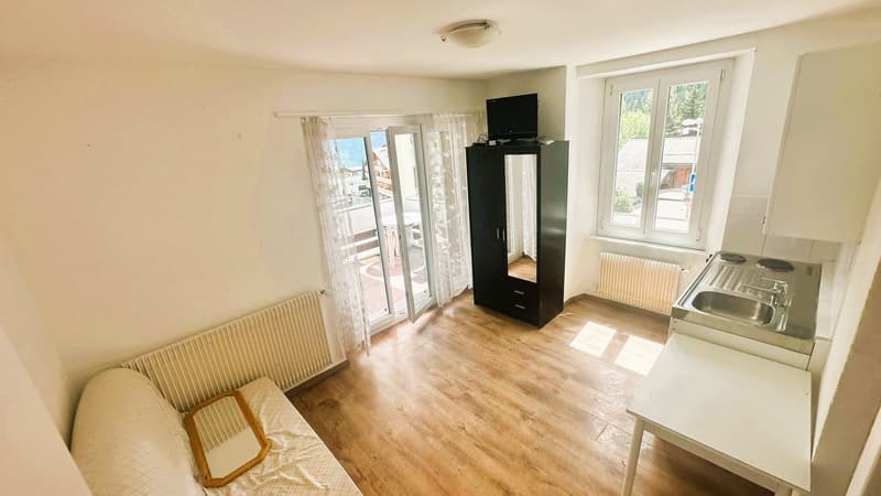 Studio lumineux avec grand balcon et place de parc (2)