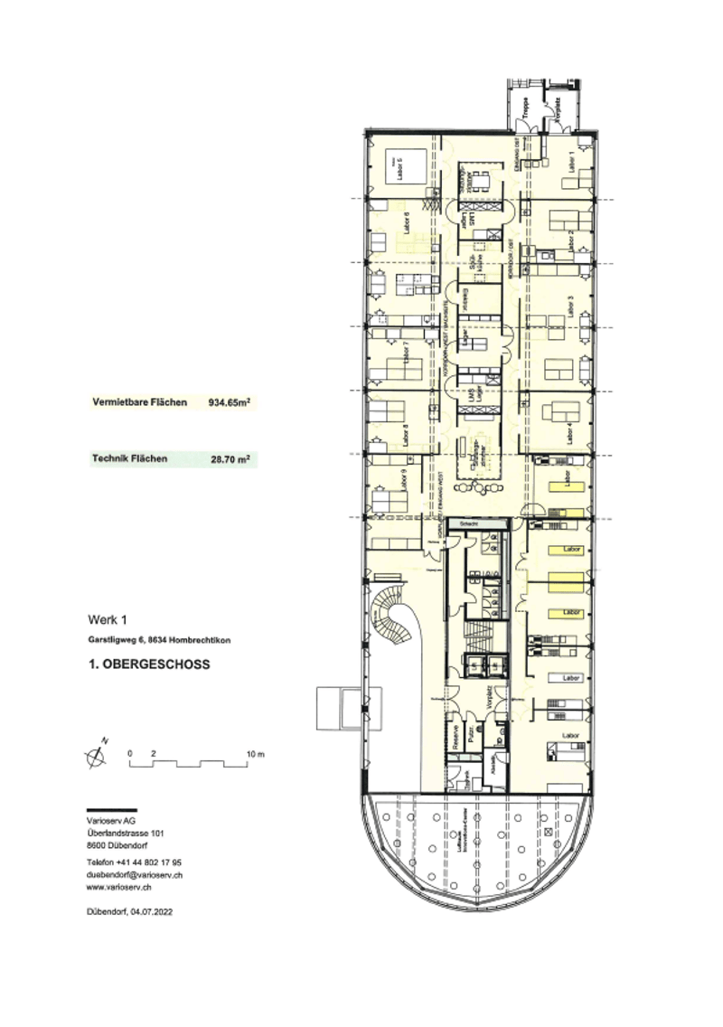 The floor plan shows a large building with multiple rooms and spaces. It includes a living room, kitchen, several bedrooms, and bathrooms. There is also a balcony or terrace visible.
