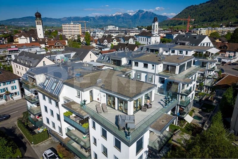 Appartement attique exclusif de 3,5 pièces avec grande terrasse et vue imprenable sur les montagnes (1)