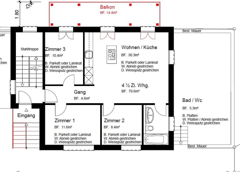 Grundriss 4.5 Z-Whg