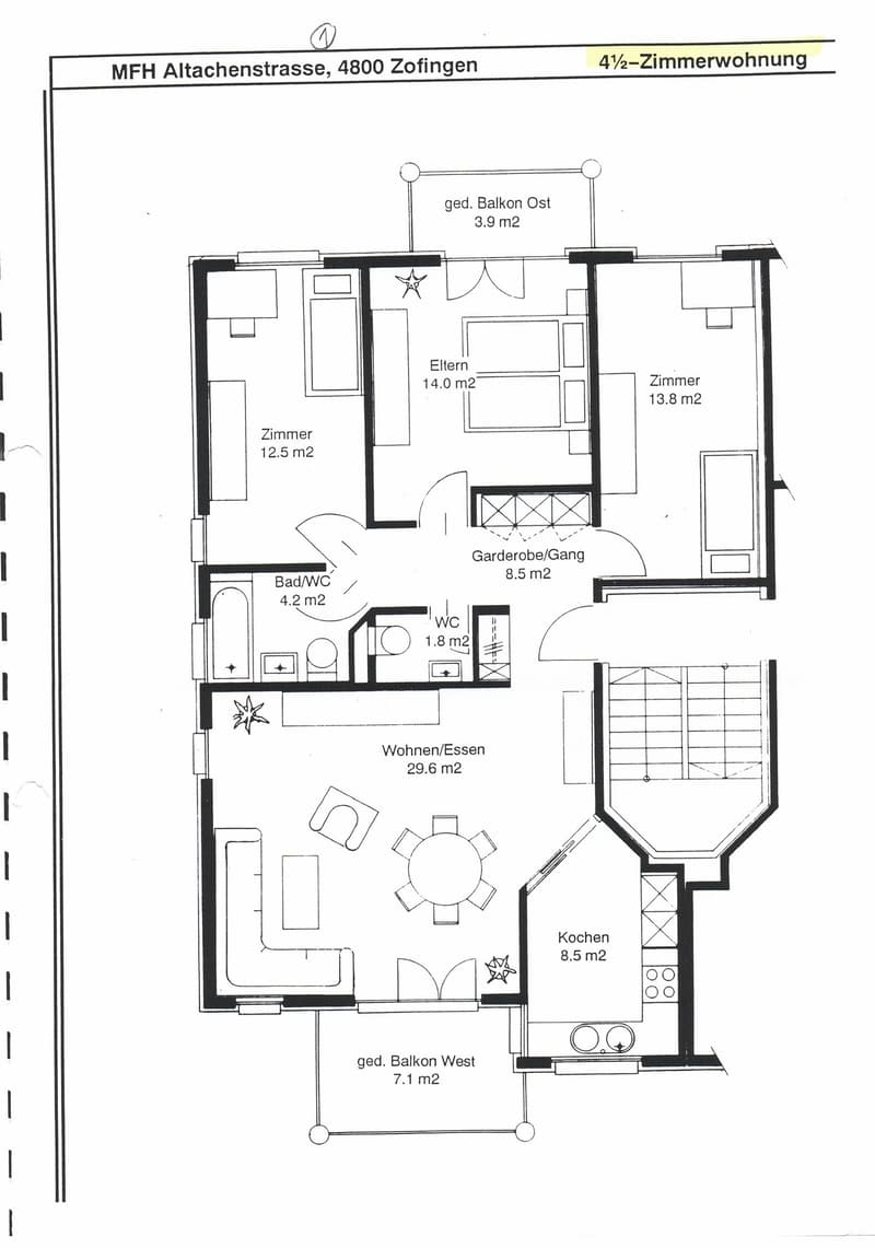 Zu vermieten per 01.05.2025 nach Vereinbarung 4.5 Zi-Wohnung mit Balkon (6)