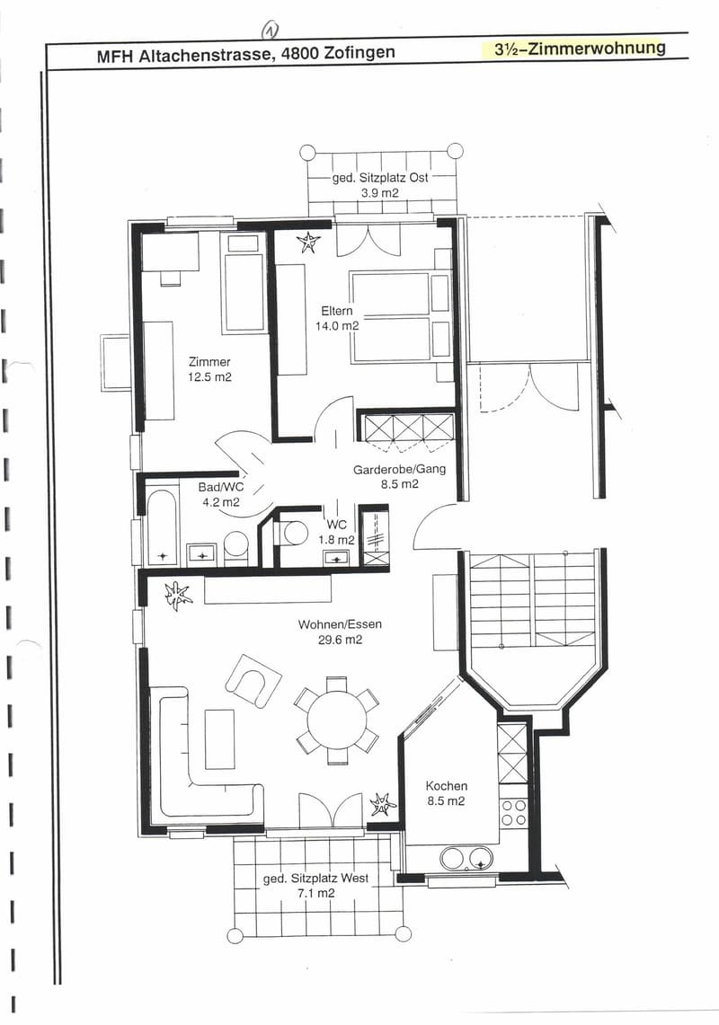 Zu vermieten per sofort oder nach Vereinbarung 3.5 Zi-Wohnung mit 2 Balkone (17)