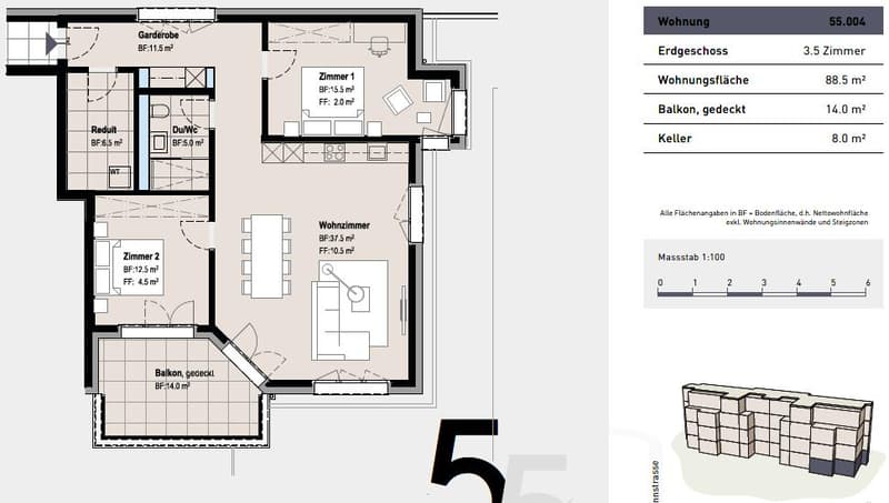 Vivere in modo moderno a Zürich-Seebach - appartamento di 3,5 locali luminoso con balcone (9)